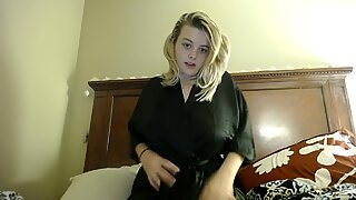 sexy blonde satin robe joi